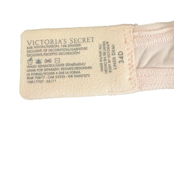 Victoria's Secret Lined Demi Bra With Floral Trim Coquette - Picture 4 of 5